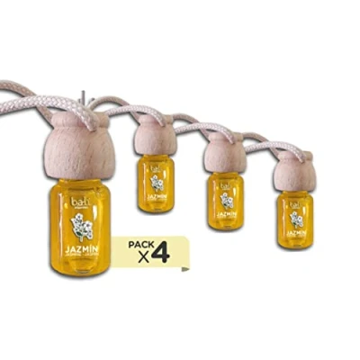 Imagen de Bali fragancias Pack de 4 Ambientadores coche JAZMÍN 6 ml 0% alcohol, absorbe el mal olor tu vehículo