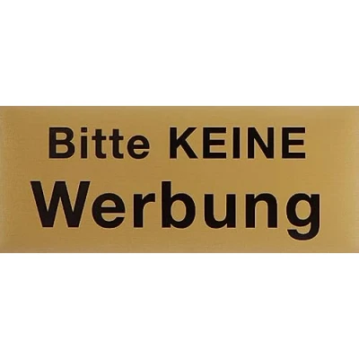 Imagen de Metafranc 507500 Placa adhesiva de aluminio con texto en alemán &quot;Bitte Keine Werbung&quot; (60 x 25 mm), 507510
