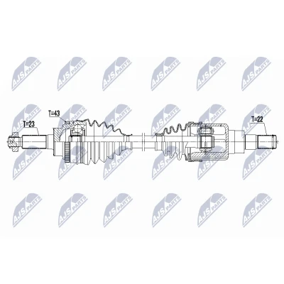 Imagen de NTY NPW SU 075 Árbol de transmisión Eje delantero, izquierda 662mm Caja cambios manual