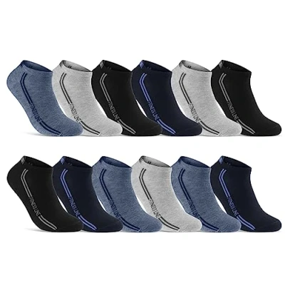 Imagen de sockenkauf24 8 12 20 Pares Calcetines Cortos Hombre Tobilleros Algodón Multicolor 16777 (12 47 50)