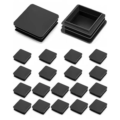 Imagen de QWORK® Tapones rectangulares de plástico para tuberías, Patas Silla, 20 Piezas, 50 x mm, Color Negro