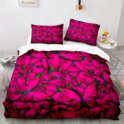 Imagen de Poliéster Suave Funda Nordico 240X260 Duradero Y De Secado Rápido Edredón 240X260Cm Mariposas + Almohada 40X75 Cm Nórdica Cama 180
