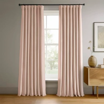 Imagen de HPD Half Price Drapes Signature VPCH 180409 96 Cortinas Opacas de Terciopelo para Dormitorio, 50 x Pulgadas (1 Panel), Color Rosa Amanecer