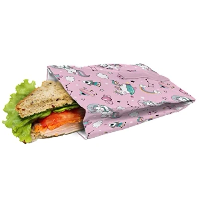 Imagen de NERTHUS FIH 883 Bolsa para Sandwich Reutilizable Unicornios, ecológica, Adaptable, facil de Limpiar y Apta Lavadora