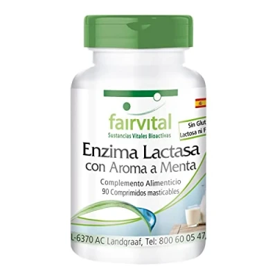 Imagen de Fairvital Enzima Lactasa Ayuda contra la intolerancia a lactosa Dosis elevada 90 Comprimidos masticables Calidad Alemana