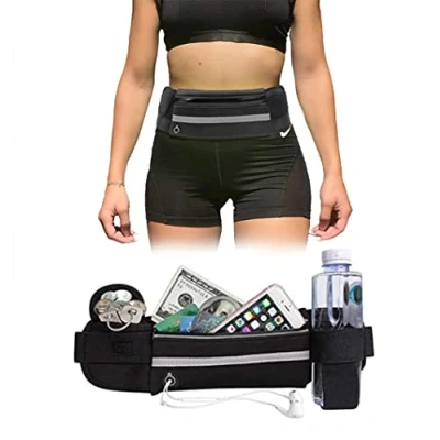 Imagen de Vintree Riñonera Running para Correr Deportiva Impermeable Multifuncional Bolso de Cintura con Portabotellas iPhone 12 Pro MAX 11 XS Galaxy S10 Deportes o Viaje al Aire Libre
