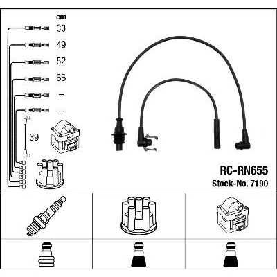 Imagen de NGK 7190 Juego de Cables Encendido 5 RENAULT: CLIO 1, 19 II Hatchback, Chamade