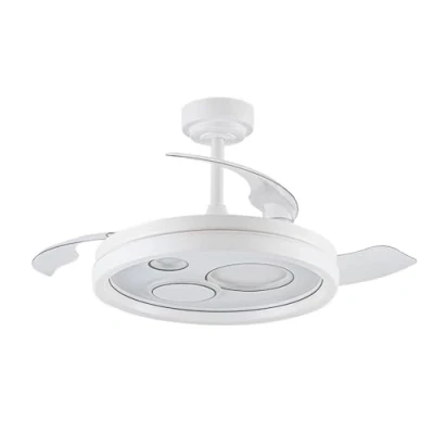 Imagen de ventilador de techo blanco Naira DC aspas retractiles Lampara luz LED 50W 6000Lm