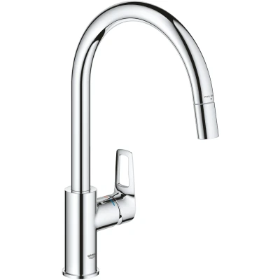 Imagen de GROHE StartLoop Grifo cocina (caño alto extraíble, forma C, giro 360, instalación QuickFix, limitador caudal ecológico), cromo, 305560000