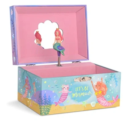 Imagen de Jewelkeeper Caja Joyero para Niñas con Sirena Arcoíris y Lámina de Oro Melodía Sobre las Olas