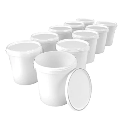 Imagen de Cubo con Tapa 16 litros Seguro para Alimentos hermético y Estable, vacío asa Cierre de Material PP química alimentaria Pintura Mural detergente en Polvo Adhesivos