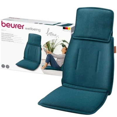 Imagen de Beurer MG 330 Asiento de Masaje Shiatsu, 3 Zonas y 2 intensidades, Parte Superior e Inferior la Espalda, simulación Manos Profundo en Zona del Cuello, Azul