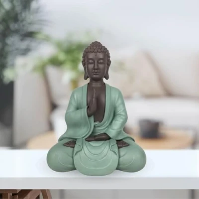 Imagen de Estatua Bodhi Zen Decoración y Feng Shui para Crear un Ambiente Relajante Espiritual Idea de Regalo Boudha Altura: 20 cm Color: Verde Marrón Zen&#039;Light