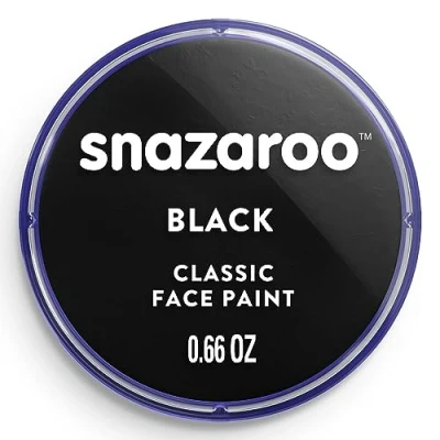 Imagen de Snazaroo Pintura facial y corporal, 18,8 g, color negro, profesional a base de agua, pastilla aquacolor individual para adultos, niños efectos especiales