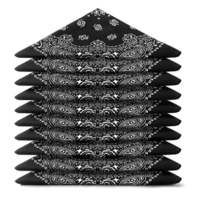 Imagen de Karl Loven EL BANDANA Lote de bandanas 100% Algodon primera calidad Paisley Panuelo Cabeza Cuello Bufanda Juego 20 Negro (Modello Mandala)