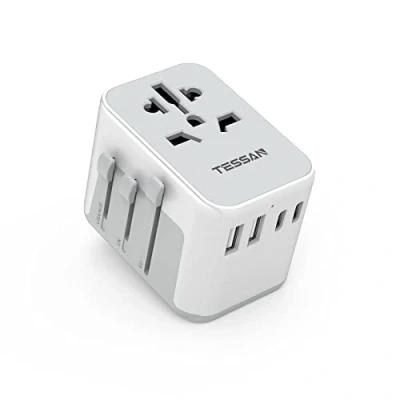 Imagen de TESSAN Adaptador Enchufe Universal, Universal Viaje con 2 USB y C, para EU, Reino Unido, Americano, Canadá, Australia, de