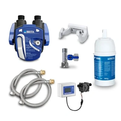 Imagen de Neues Wasser Group Juego De Filtros Agua Debajo Del Fregadero: Cartuchos Filtro Brita, Cabezal Tubo, Adaptador Válvula Angular, Indicador Cambio Reloj Digiflow