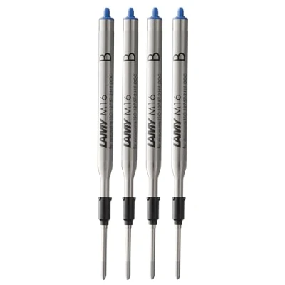 Imagen de Lamy M16 Juego de 4 minas bolígrafo metal Recambio original para todos los modelos bolígrafos indeleble ancho trazo azul