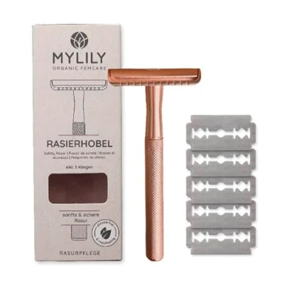 Imagen de MYLILY® maquinilla afeitar clasica que incluye 5 cuchillas de clasicas mujer ajustable I íntima oro rosa