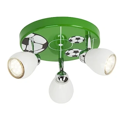 Imagen de BRILLIANT lámpara Soccer LED Spotrondell 3flg blanco/verde negro blanco 3x PAR51, GU10, lámparas reflectoras de 3W incluidas, (250lm, 3000K) Escala a ++ E Cabezas giratorias