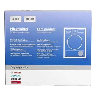 Imagen de Set de cuidado compatible con Bosch 00312111 limpiador para secador bomba calor programa cuidado, 4 x 125 ml
