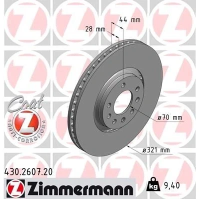 Imagen de ZIMMERMANN COAT Z 430.2607.20 Disco de freno 321 28 8/5 5 110 ventilación interna revestido altamente carbonizado OPEL: Astra H GTC, Hatchback