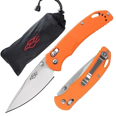 Imagen de GANZO Firebird F753M1 Cuchillo plegable de bolsillo Hoja acero inoxidable 440C 77 mm G 10 Mango antideslizante con clip Camping Pesca al aire libre (naranja)