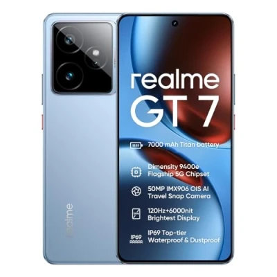 Imagen de realme GT 7 5G Smartphone,Batería 7000mAh,Dimensity 9400‌e,50 MP+50 MP,120Hz 6.78&quot; Pantalla,12GB+512GB Telefono Movil,Dual SIM Android 15,NFC IP69, Sin Cargador,Azul