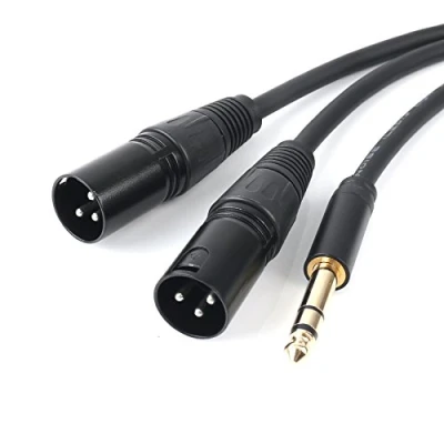 Imagen de SiYear 6,35 mm (1/4 di pollice) TRS maschio da spina a 2 doppio microfono XLR adattatore convertitore audio bilanciato stereo Y cavo splitte （5FT / 1,5 m