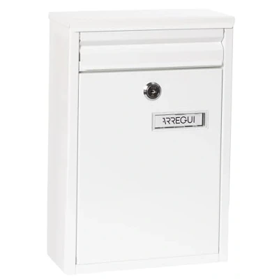 Imagen de ARREGUI Zaguán E5751 Buzón Exterior de Acero Tamaño S (Correo DIN A5) Pared Pequeño Correo con Boca Trasera Recogecartas Antilluvia Fácil Instalar Blanco