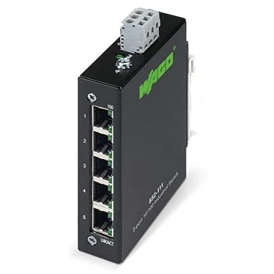 Imagen de Wago 852 111 Switch Fast Ethernet (10/100) Negro de red (Fast (10/100), Bidireccional completo (Full duplex), Montaje en rack)