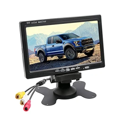 Imagen de OBEST 7 Pulgadas Pantallas de Cámara Visión Trasera, Pantalla LCD TFT a Todo Color, 800 * 480 RP, AV1/AV2 Conmutación Vídeo, Monitor para Coche Camiones Autobuses Autocaravanas, DC 12V 24V