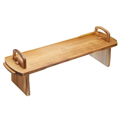 Imagen de Artesa Bandeja de Madera Elevada, Diseño Rústico Acacia, Plegable para Almacenamiento Plano, 52 x 15 17 cm