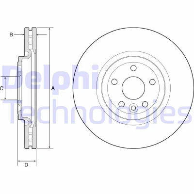 Imagen de DELPHI BG9177C Disco de freno 325 30 5 ventilado revestido altamente carbonizado sin cojinete rueda, anillo sensor ABS