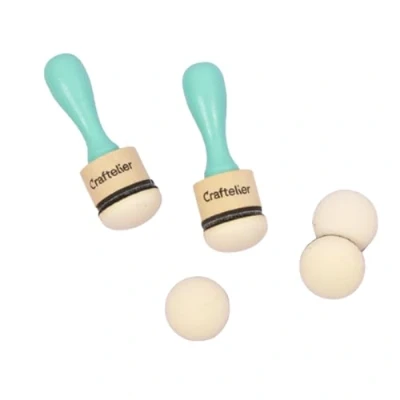 Imagen de Craftelier Herramientas de Mezclar Tintas para Scrapbooking y Otras Manualidades Incluye 2 con Base Velcro + 5 Espumas Redondas Intercambiables Diámetro 30 mm Color Turquesa