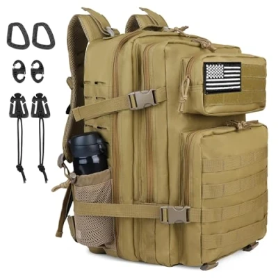 Imagen de Zavothy Mochila Tácticas Militar Viaje 45L Gran Capacidad Mochilas Hombre Molle Senderismo al aire libre, Camping, Trekking, Acampada, Viajes, Caqui