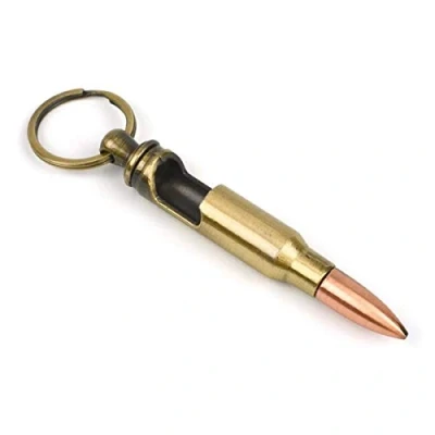 Imagen de CKB LTD BULLET1 Llavero abrebotellas Estilo Retro Militar de 7,6 cm, Calibre 308, Winchester, Aleación, Latón Envejecido, 8 x 1 cm