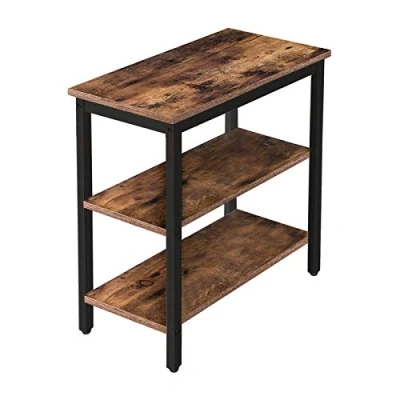 Imagen de HOOBRO Mesa Auxiliar, Mesita de Café Estrecha con 3 Estantes, Noche Estilo Industrial, para Sala Estar, Dormitorio, Cocina, Fácil Montaje, Marrón Vintage EBF14BZ01