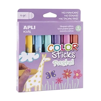 Imagen de APLI Kids 18881 Color Sticks colores pastel Témperas sólidas para niños, 6 u.