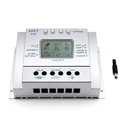 Imagen de Controlador de carga solar, 12V / 24V 60A solar MPPT Regulador batería del panel Pantalla LCD USB 5V