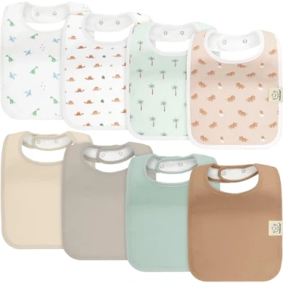 Imagen de Paquete de 8 Baberos Orgánicos para Bebé Niño, Niña Baba Niñas, Niños, Niño Pequeño, Infantiles, Algodón (Roarsome)
