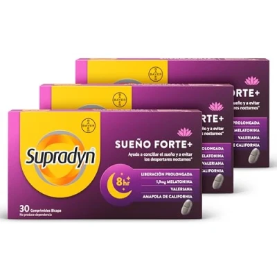 Imagen de Supradyn Sueño Forte+ Comprimidos para dormir con Melatonina, Valeriana y Amapola de california, Ayuda bien combatir el insomnio, Adultos (3x30) 90 Tabletas