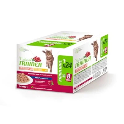 Imagen de Trainer Comida húmeda para gatos Adultos Multipack de Pollo y salmón 24 x 85 g