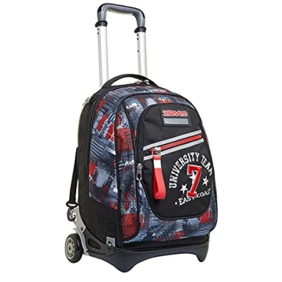 Imagen de Seven Mochila con Ruedas, NEW TECH COLLEGE WORLD Bolsa ruedas para libros, 3 en 1, Desmontable+Trolley, chicos&amp;chicas escuela, Deporte, Tiempo libre, Funda portátil, Negro