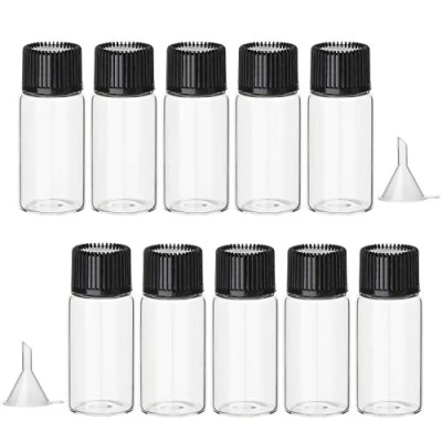 Imagen de Hyber&amp;Cara 10 botellas de vidrio transparente ml, pequeños frascos vacíos muestra con tapón rosca, mini embudos bonificación