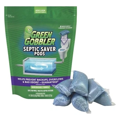 Imagen de Green Gobbler Las bacterias Saver SÉPTICOS enzimáticos Pacs 6 Meses de Tanque séptico Suministro 7,8 oz