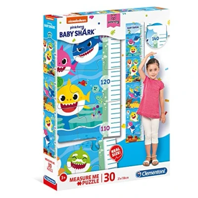 Imagen de Clementoni Baby Shark Measure Me Puzzle de 30 Piezas, diseño Tiburones, para niños hasta 140 cm, Multicolor, 28.1 x 37 5.5 (20340)