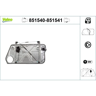 Imagen de Valeo Elevalunas Delante, izquierda eléctrico con placa soldada sin electromotor función de confort 851540 VOLKSWAGEN: New Beetle Hatchback