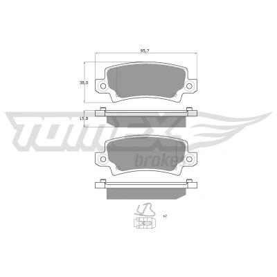 Imagen de TOMEX brakes TX 13 75 Juego de pastillas freno Eje trasero con avisador acústico desgaste accesorios TOYOTA: Corolla IX Hatchback