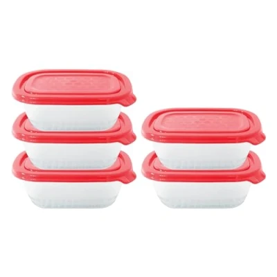 Imagen de Neez Juegos de Recipientes Alimentos (5 Cajas+5 Tapas) Pequeño Comida con Tapa Hermetico, Reutilizables, Congelador &amp; Apto para Microondas Sin BPA Plastico, 500ml